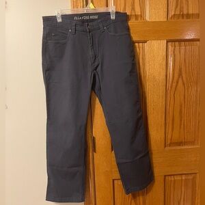 Duluth men’s Flex Fire Hose 5-pocket pants, 34 X 30, gunmetal gray
